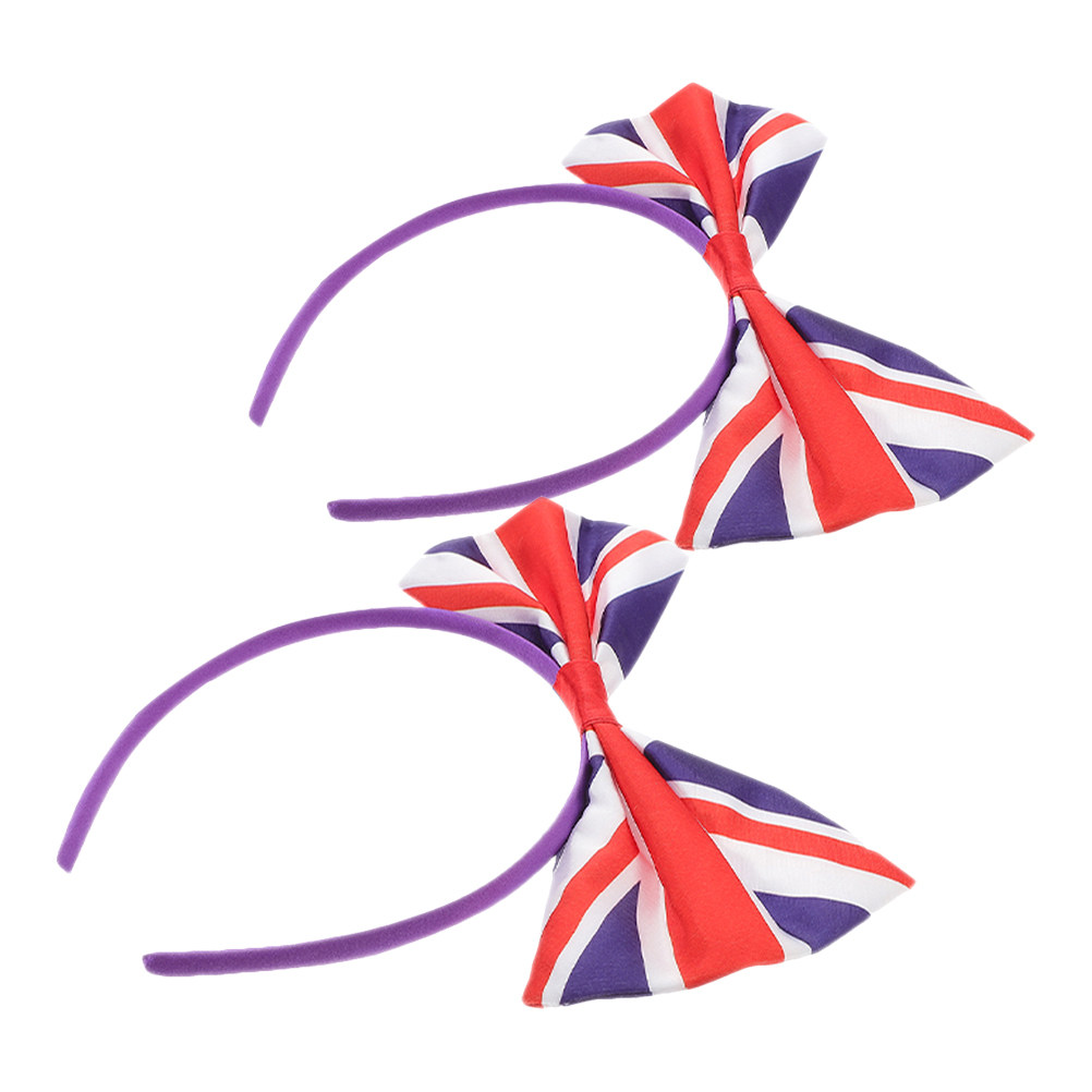 Women'S Accessories Uk - 2Pcs Uk Flag Bow Headband for
