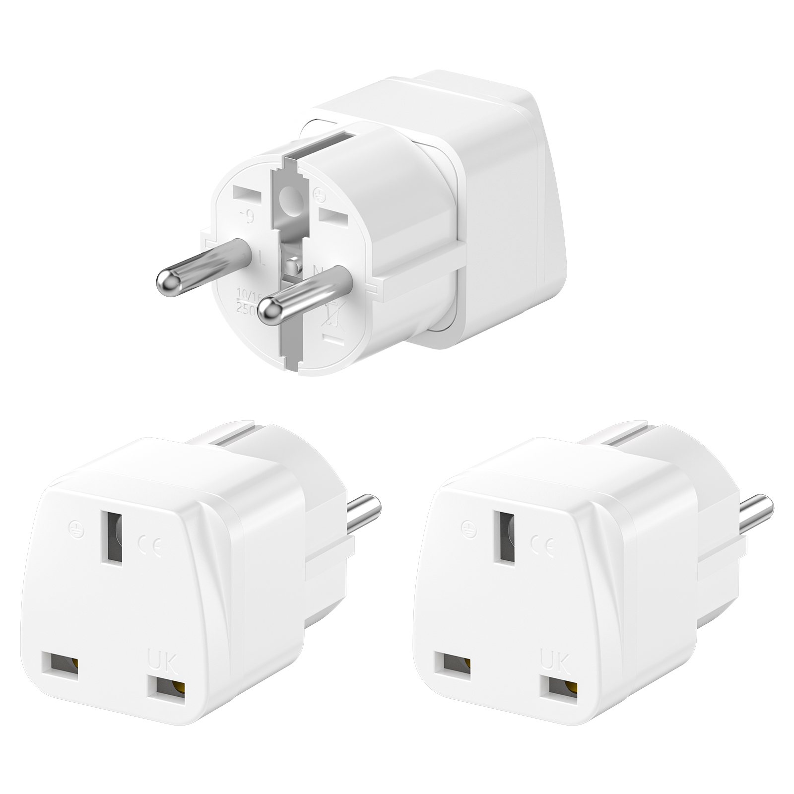 3PCS UK to EU Plug Adapter Eur - Women Accessories In Uk ulasan dan harga