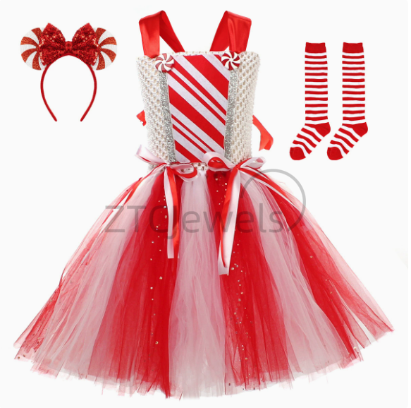 Girls Christmas Candy Cane Tut - Women'S Vacation Accessories ulasan dan harga