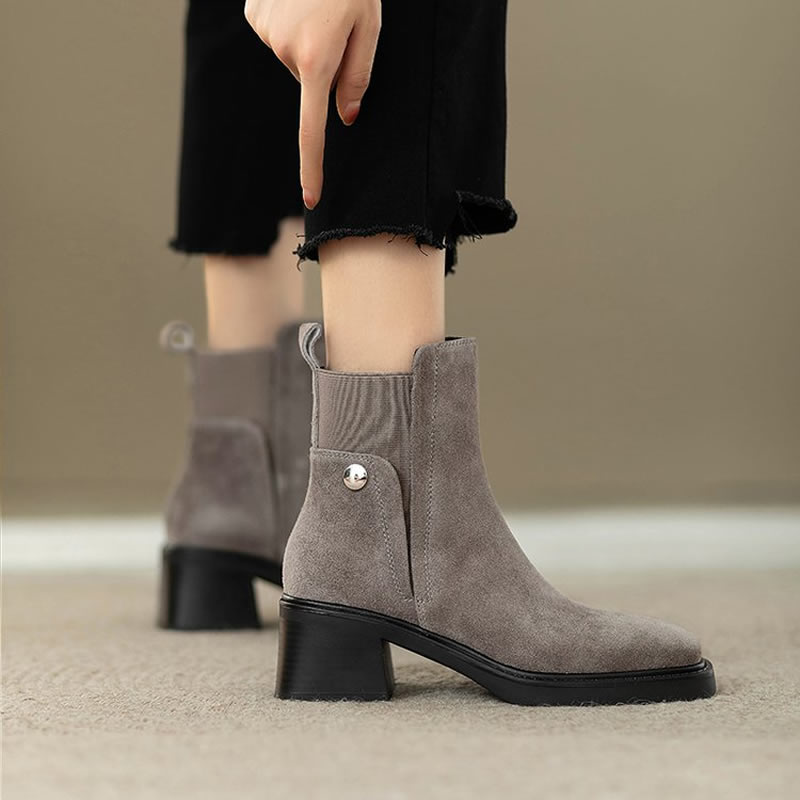 Suede Women Chunky Ankle Boots - Women'S Accessories Trends 2025 ulasan dan harga