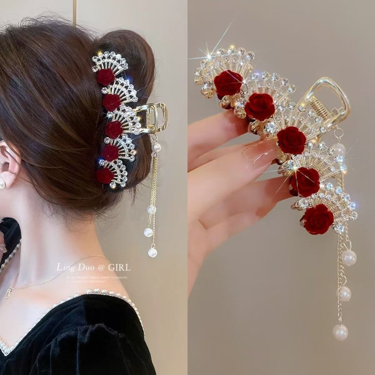 Vintage Red Floral Rhinestone  - Women'S Accessories For Formal Wear ulasan dan harga